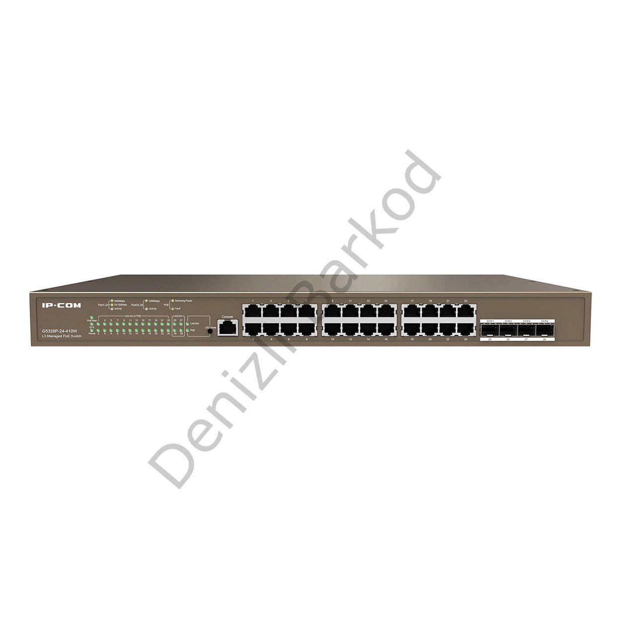 IP-COM G5328P-24-410W 24 PORT 10/100/1000 24 PORT POE 4 X SFP 370W LAYER 3 YÖNETİLEBİLİR RACK MOUNT SWITCH