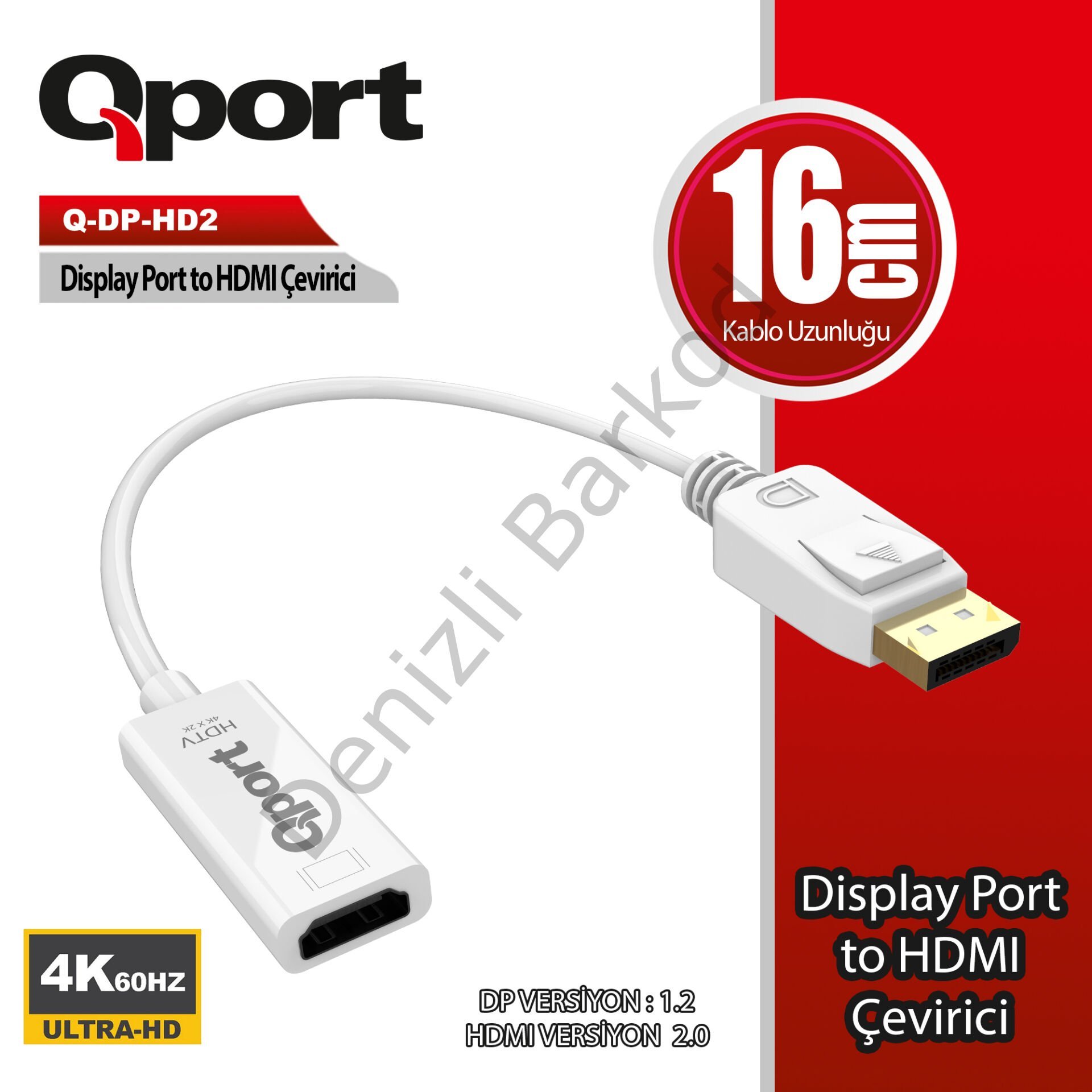 QPORT Q-DP-HD2 DISPLAY TO HDMI 4K ÇEVİRİCİ ADAPTÖR