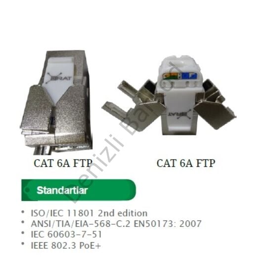ERAT EAC-C6AFTP-JCK 180 DERECE ( ZIRHLI ) CAT6A KEYSTONE JACK