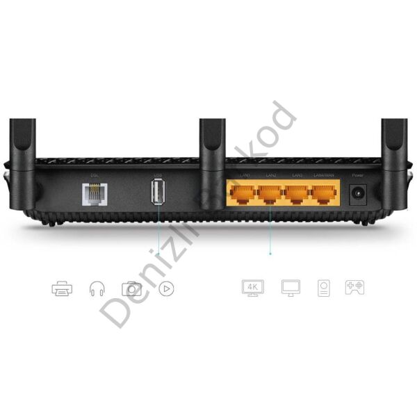 TP-LINK ARCHER VR600 300MBPS 4xPORT GİGA +1xUSB2.0 3 ANTEN 2.4 - 5 GHZ 3G/4G VDSL2/ADSL2+ MODEM ROUTER