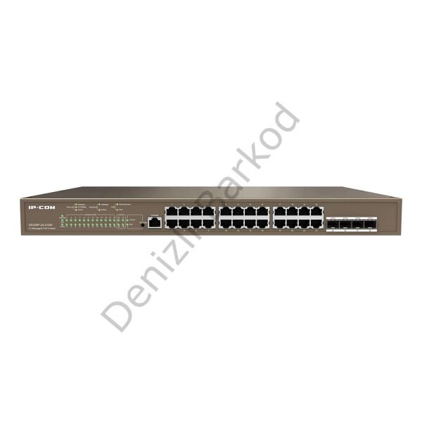 IP-COM G5328P-24-410W 24 PORT 10/100/1000 24 PORT POE 4 X SFP 370W LAYER 3 YÖNETİLEBİLİR RACK MOUNT SWITCH