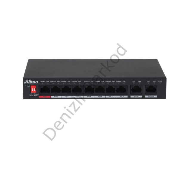 DAHUA PFS3010-8ET-96-V2 8 PORT 10/100 2 PORT GIGABIT UPLINK 96W YONETILEMEZ POE SWITCH