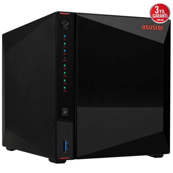 ASUSTOR AS5404T Intel N5105, 4 Yuvalı (4X22TB Desteği), 4GB DDR4(8GB Ram Desteği), M.2 x4, 2.5GbE x2, USB 3.2 x2, HDMI 2.0b x1, NAS DEPOLAMA ÜNİTESİ