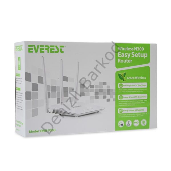 EVEREST WIRELESS N300 EWR-F303 300MBPS 4 PORT 3 ANTEN 2.4GHz INDOOR AP/ROUTER