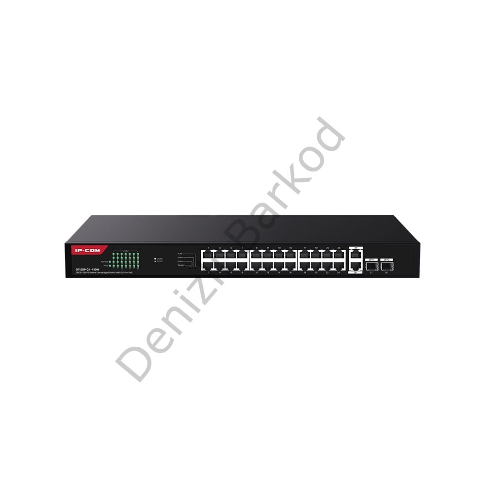 IP-COM G1128P-24-410W 24 PORT POE 10/100/1000 2x GE + 2x SFP 410W YONETILEMEZ RACK MOUNT SWITCH