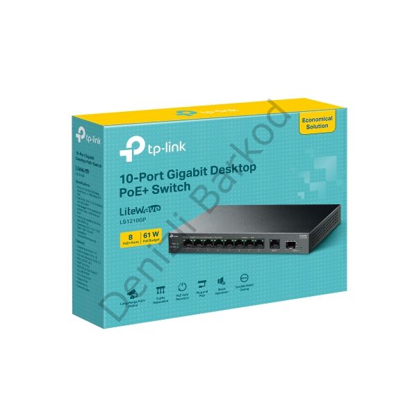 TP-LINK LS1210GP 10 PORT 10/100/1000 8 PORT POE+ YONETILEMEZ DESKTOP SWITCH METAL KASA