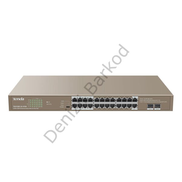 TENDA TEG1126P-24-410W 24 PORT 10/100/1000 POE 2 X SFP 410W YONETILEMEZ RACK MOUNT SWITCH