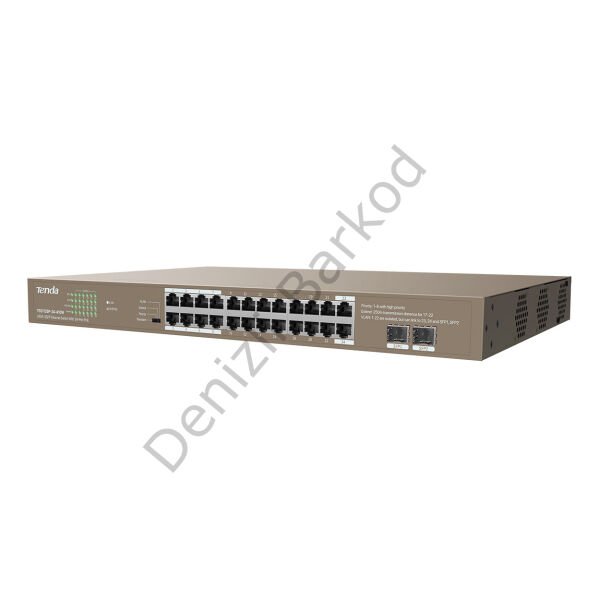 TENDA TEG1126P-24-410W 24 PORT 10/100/1000 POE 2 X SFP 410W YONETILEMEZ RACK MOUNT SWITCH