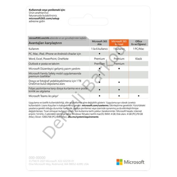 MICROSOFT OFFICE 365 BİREYSEL QQ2-00006 ELEKTRONİK LİSANS