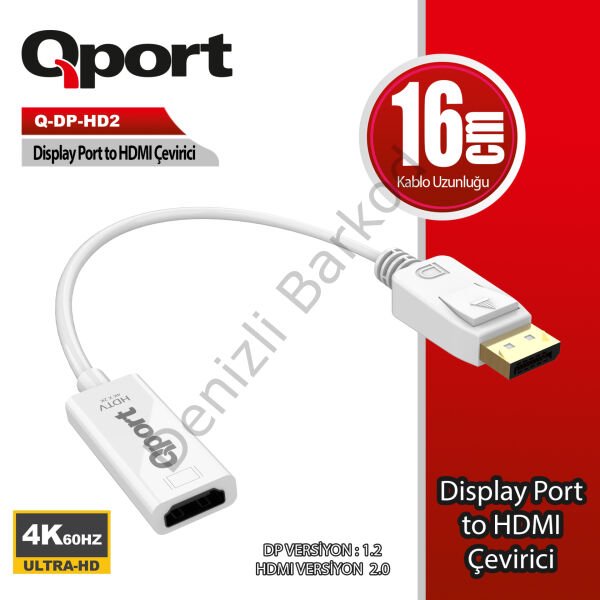 QPORT Q-DP-HD2 DISPLAY TO HDMI 4K ÇEVİRİCİ ADAPTÖR