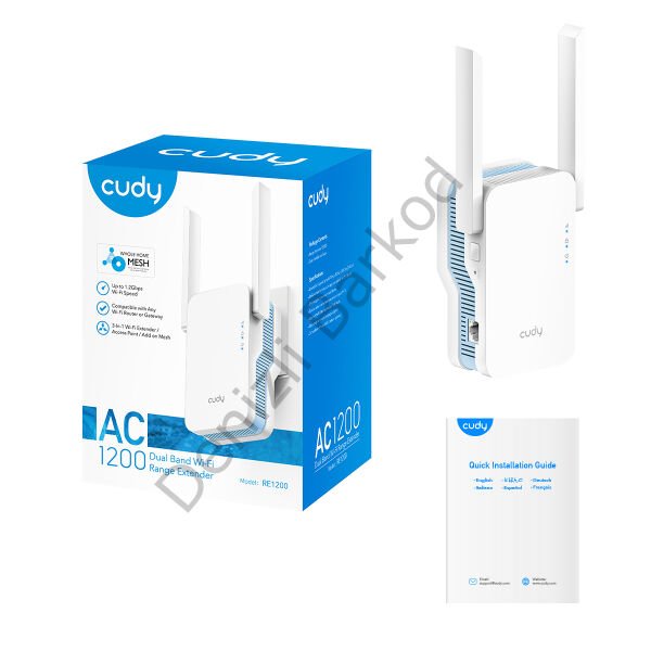 CUDY RE1200 AC1200 1PORT 2 ANTEN 2.4/5GHz INDOOR REPEATER MENZİL GENİŞLETİCİ