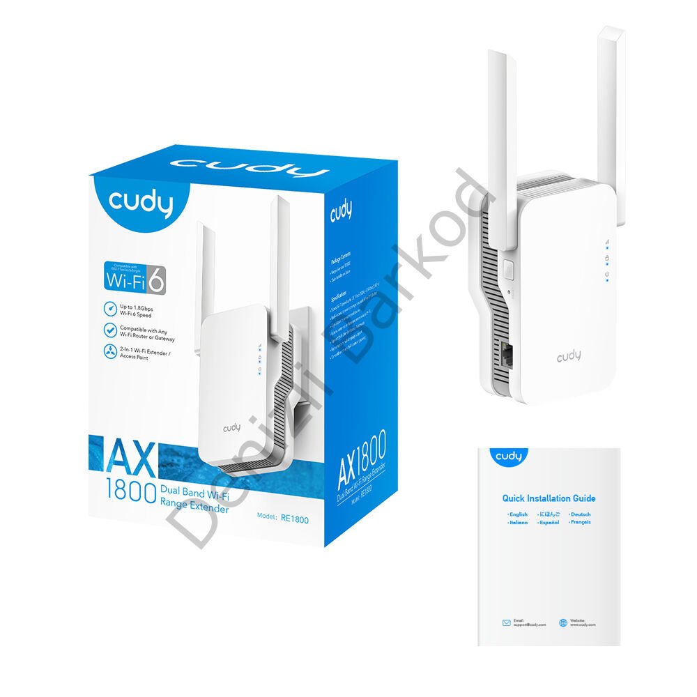 CUDY RE1800 AX1800 Wi-Fi 6 1PORT 2 ANTEN 2.4/5GHz INDOOR REPEATER MENZİL GENİŞLETİCİ