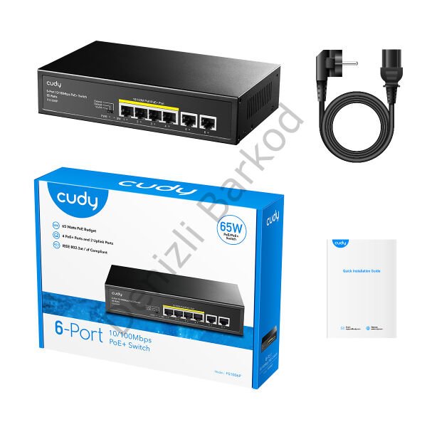 CUDY FS1006P 6 PORT 10/100 4 PORT POE+ 60W YONETILEMEZ DESKTOP SWITCH