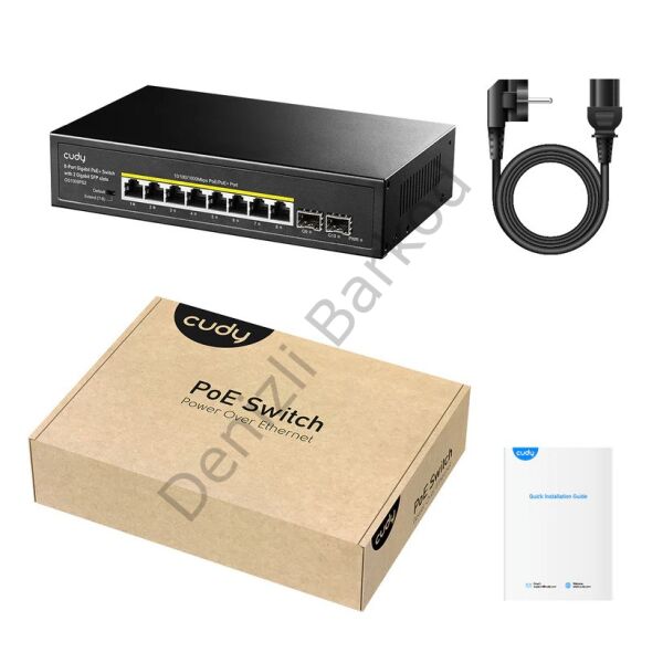 CUDY GS1008PS2 8 PORT 10/100/1000 8 PORT POE+ 2 X SFP 120W YONETILEMEZ DESKTOP SWITCH