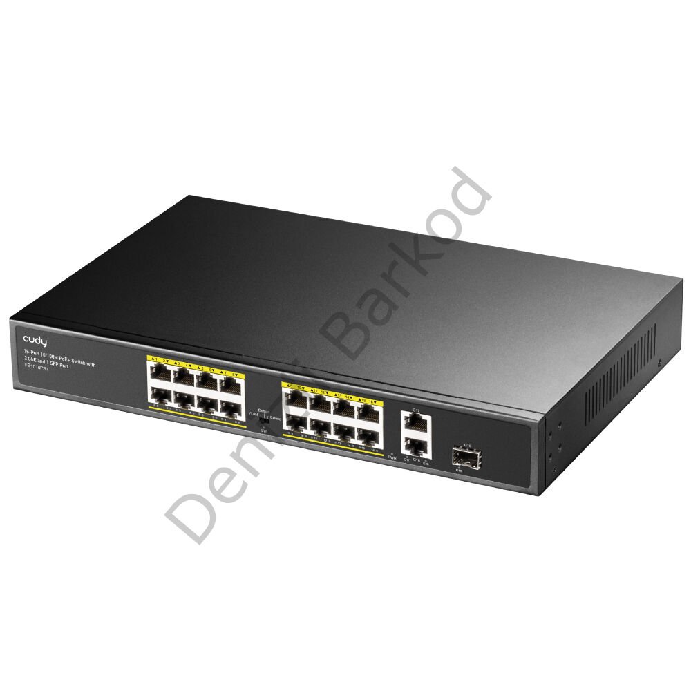 CUDY FS1018PS1 16 PORT 10/100 16 PORT POE+ 2 PORT UPLINK + 1 SFP 200W YONETILEMEZ RACK MOUNT SWITCH
