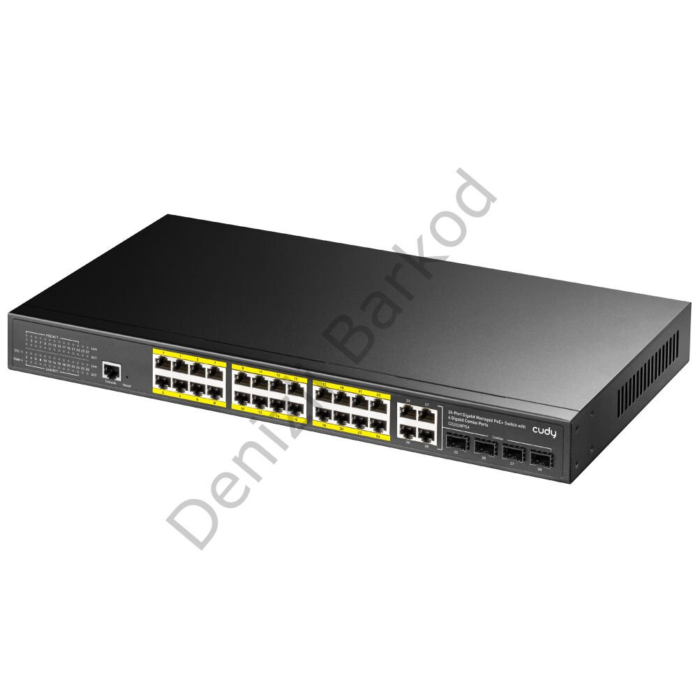 CUDY GS2028PS4-400W 24 PORT 10/100/1000 24 PORT POE+ 4 PORT UPLINK+4 PORT SFP YONETILEBILIR RACK MOUNT SWITCH