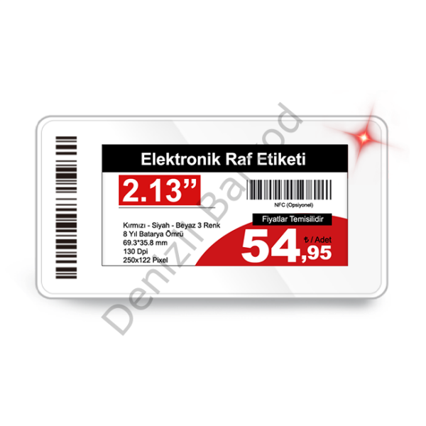 2.13” ESL – Yüksek Çözünürlüklü Elektronik Raf Etiketi