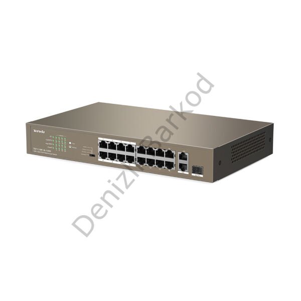 TENDA TEF1118P-16-150W 16 PORT 10/100 POE 2 PORT UPLINK + 1 SFP 150W YONETILEMEZ DESKTOP SWITCH