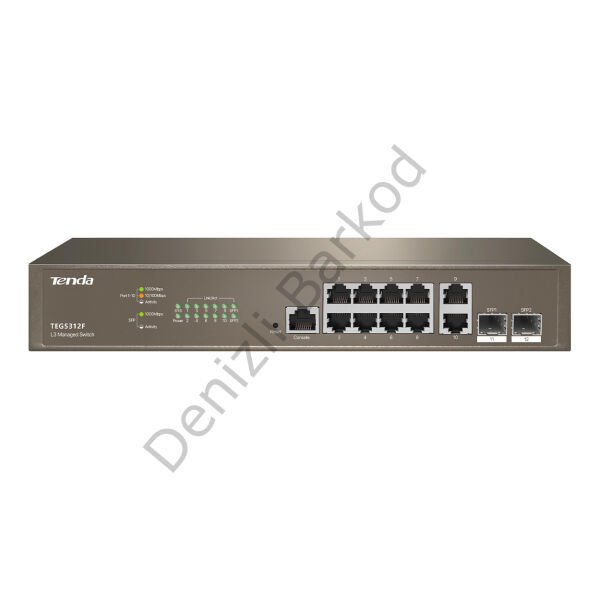 TENDA TEG5312F 10 PORT 10/100/1000 2 X SFP YONETILEBILIR RACK MOUNT SWITCH