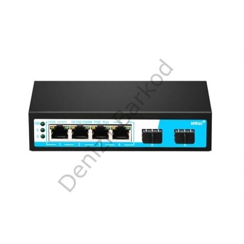 HRUI HR901-AF-4P2S 4 PORT 10/100/1000 4 PORT POE 2 X SFP 65W YONETILEMEZ RACK MOUNT SWITCH
